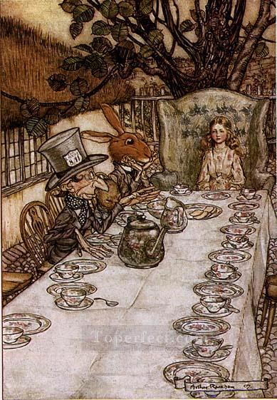 Alice in Wonderland A Mad Tea Party illustrator Arthur Rackham Oil Paintings